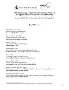 The National Consensus Panel on Emergency Preparedness and