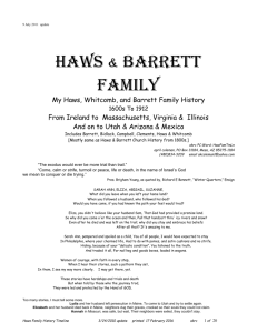 Haws Family Time Line