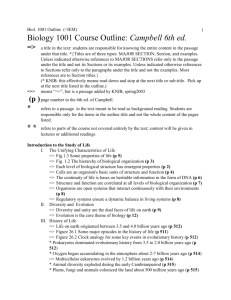 Biology 1001 Course Outline