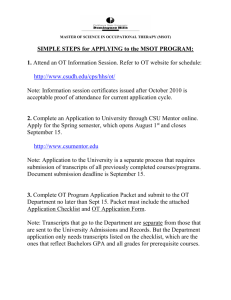 SIMPLE STEPS for APPLYING to the MSOT PROGRAM: