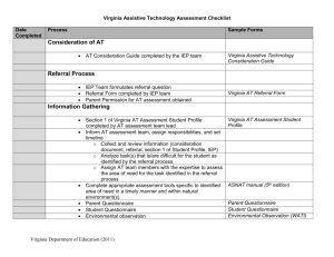 Virginia Assistive Technology Assessment Checklist