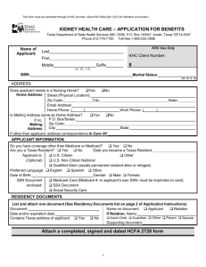 application for benefits - Texas Department of State Health Services