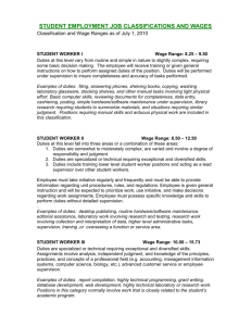 student employment job classifications and wages