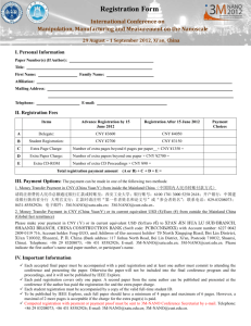 Registration and Hotel Room Reservation Form - 3M-NANO