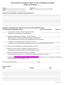 RTI/Student Intervention Team CONFERENCE FORM (revised 10