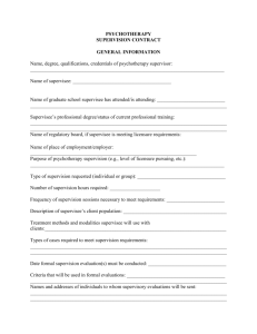 PSYCHOTHERAPY SUPERVISION CONTRACT