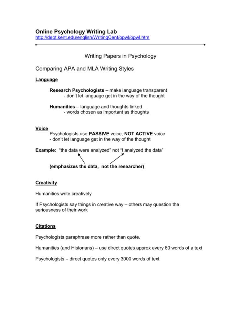 Comparing APA And MLA