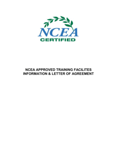 NCEA APPROVED TRAINING FACILITES INFORMATION