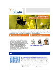 EFSA Highlights 22 January 2013 Over the past 10 to 15 years