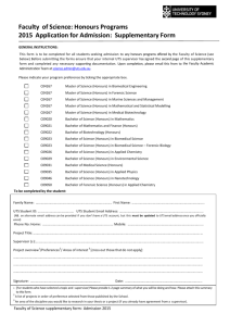 Faculty of Science: Honours Programs 2015 Application for