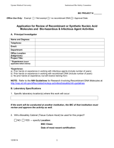 Application Form for Recombinant DNA, Bio