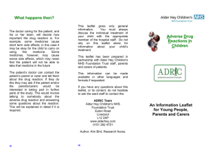 ADRIC leaflet - Adverse Drug Reactions in Children
