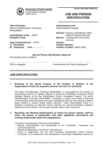 ROYAL ADELAIDE HOSPITAL JOB AND PERSON SPECIFICATION