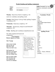 Weekly Reading and Spelling Assignments
