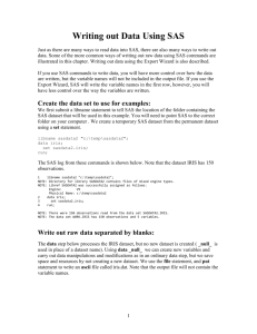 Writing out Data Using SAS