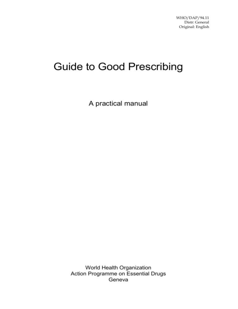 Guide To Good Prescribing WHO Archives Guide To Good Prescribing WHO Archives