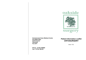 Leaflet – Cryosurgery Patient Information Issue 1.02