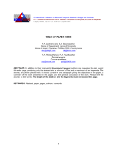 Abstract Only Page - University of Calgary
