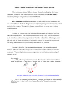Reading Chemical Formulas and Understanding - Bennatti