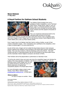 News Release 7th May 2013 A Royal Fanfare for Oakham School