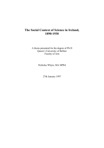 The Social Context of Science in Ireland,