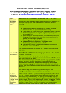 Frequently asked questions re Primary Languagesions