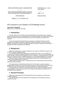 IR3: Proposal for a pre-validation of GTS Metadata records