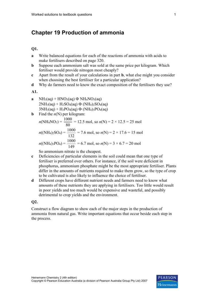 Answers To Pearson Chemistry Textbook
