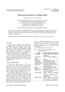 Manuscript Preparation for Tribology Online