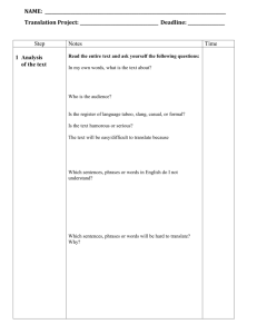 Translation Project Worksheet