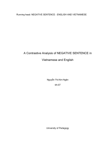 Topic: A Contrastive Analysis of NEGATIVE SENTENCE in