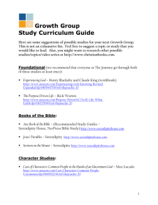 Growth Group Study Curriculum Guide Here are some suggestions