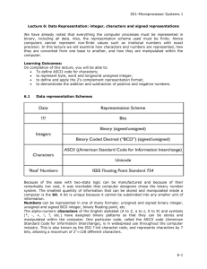 Data Representation - Department of Electronic and Electrical