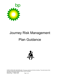 Developing Journey Risk Management Plans