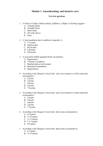 Module 1. Anaesthesiology and intensive care Text test questions A