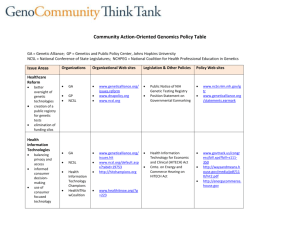 Community Action-Oriented Genomics Policy Table