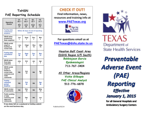Preventable Adverse Event (PAE) Reporting Effective January 1, 2015
