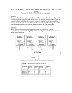 HCLS$$ClinicalObservationsInteroperability$Eligibility