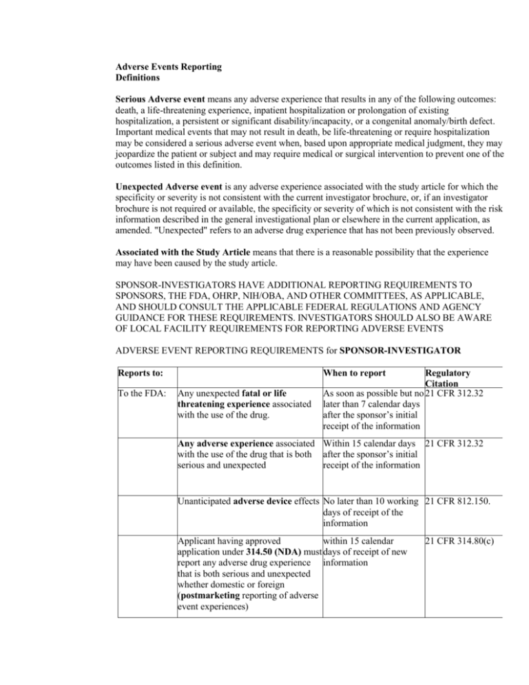 Adverse Event Definition English