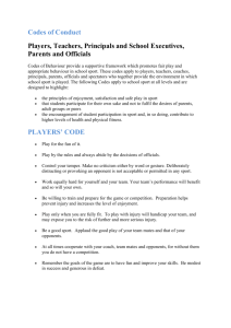 Codes of Behaviour - School Sport Unit