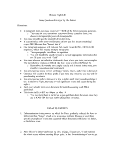 Essay Questions for Night by Elie Wiesel