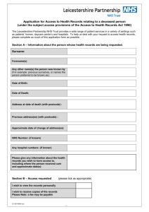 Access to Deceased Patient records Application Form