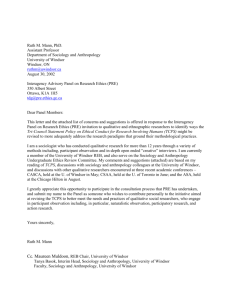 This letter is a response to the Interagency Panel on Research Ethics