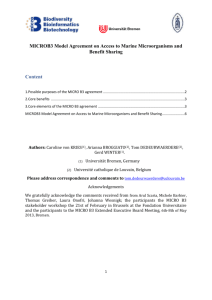 MICROB3 Model Agreement on Access to Marine Microorganisms