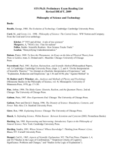 Philosophy of STS Reading List - Science and Technology in Society