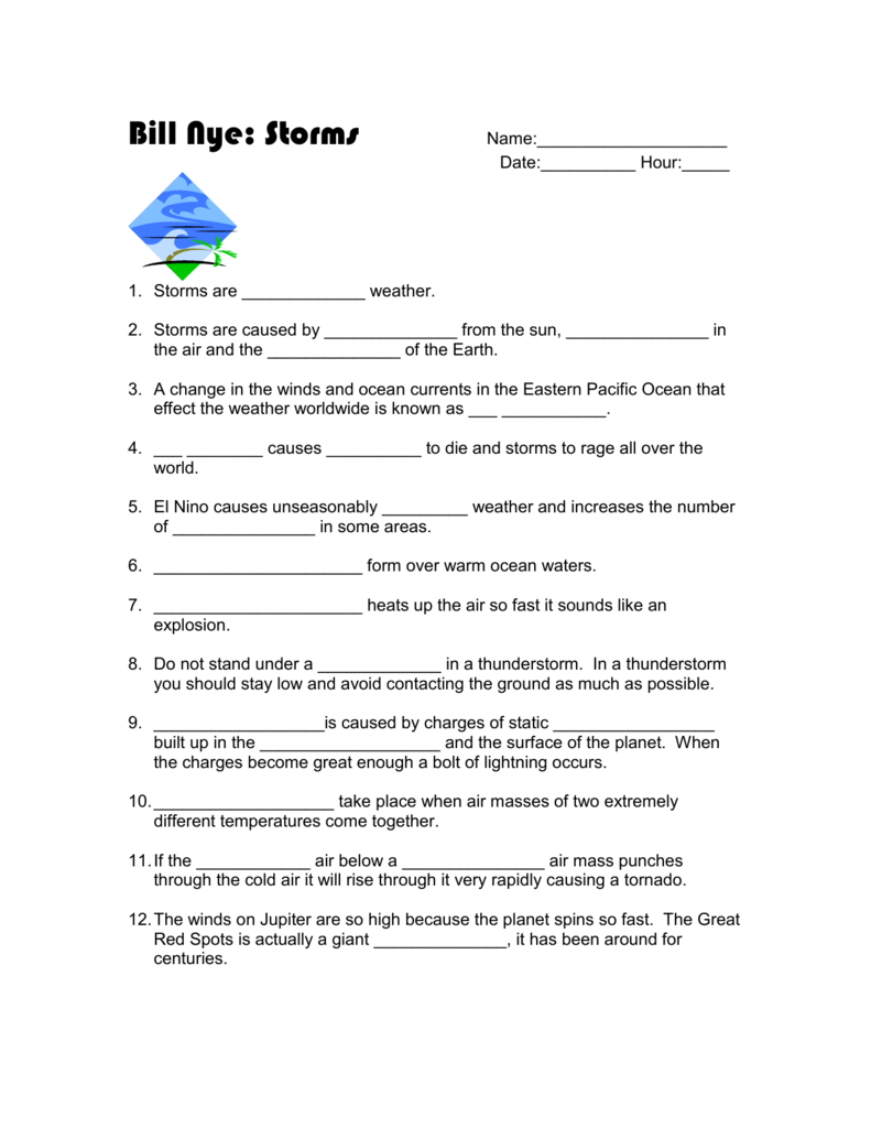 Bill Nye storms - Harrison Elementary School Intended For Bill Nye Magnetism Worksheet Answers