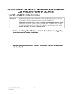 Visiting Committee Previsit Preparation Worksheets