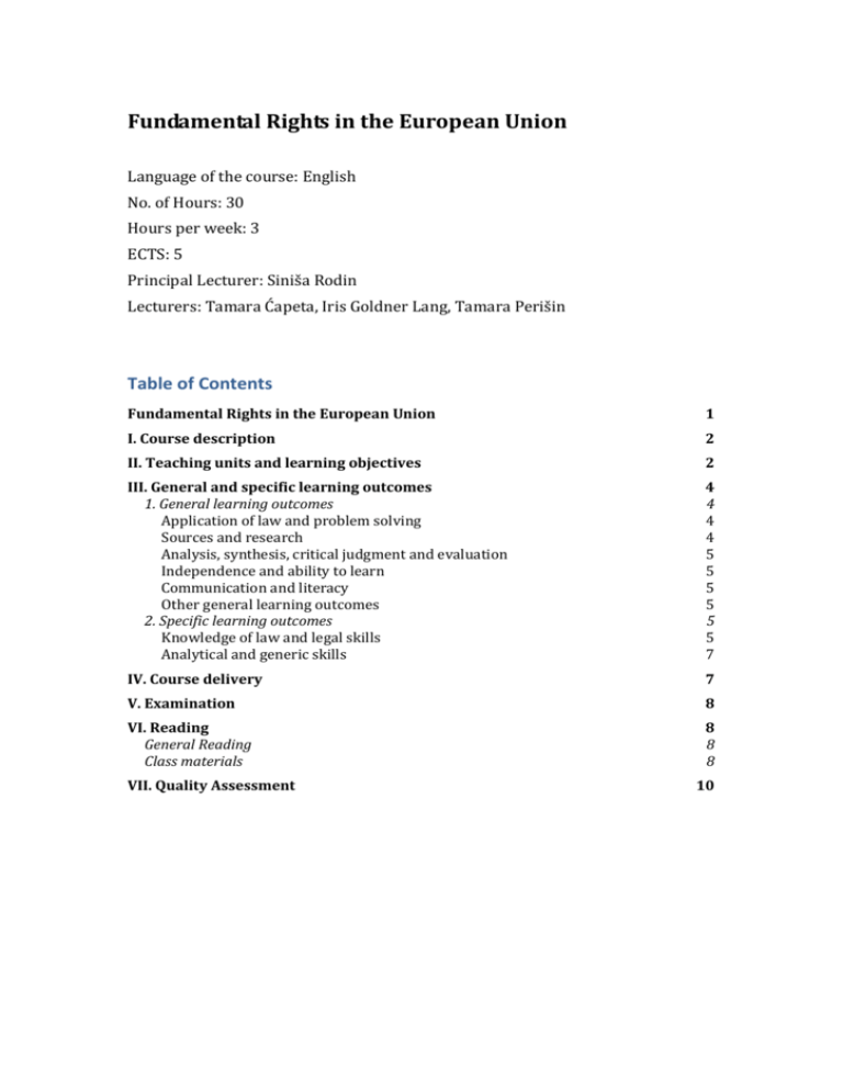 Fundamental Rights In The European Union Fundamental Rights In The European Union