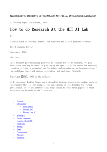 How to do Research At the MIT AI Lab