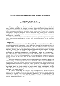 The Role of Impression Management in the Discourse of Negotiation